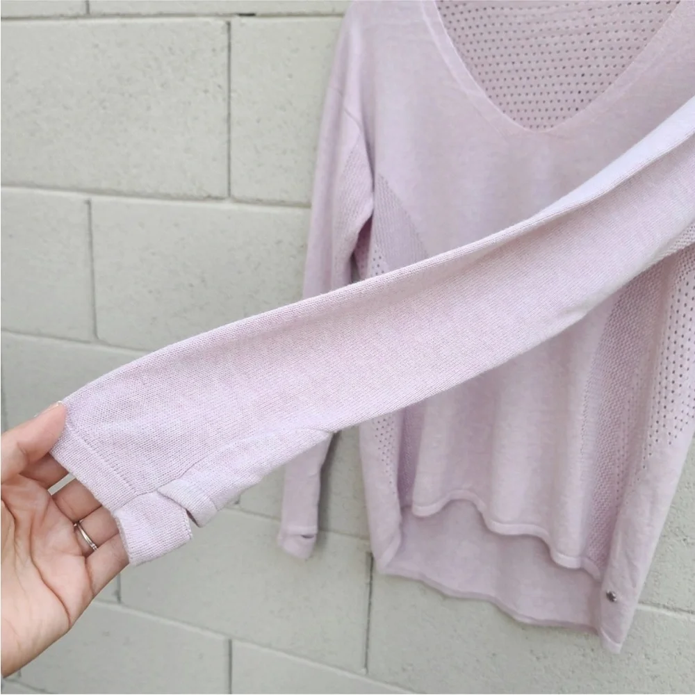 Lululemon Still Movement Long Sleeve Sweater Pink “Heathered Petals” Med / 8 EUC